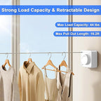 Retractable Clothesline Indoor & Outdoor, 16.2 Ft Non-Sagging Stainless Steel Laundry Washing Line with Wall Mounted Heavy Duty Design, Space-Saving Clothing Drying Rack (1, White)