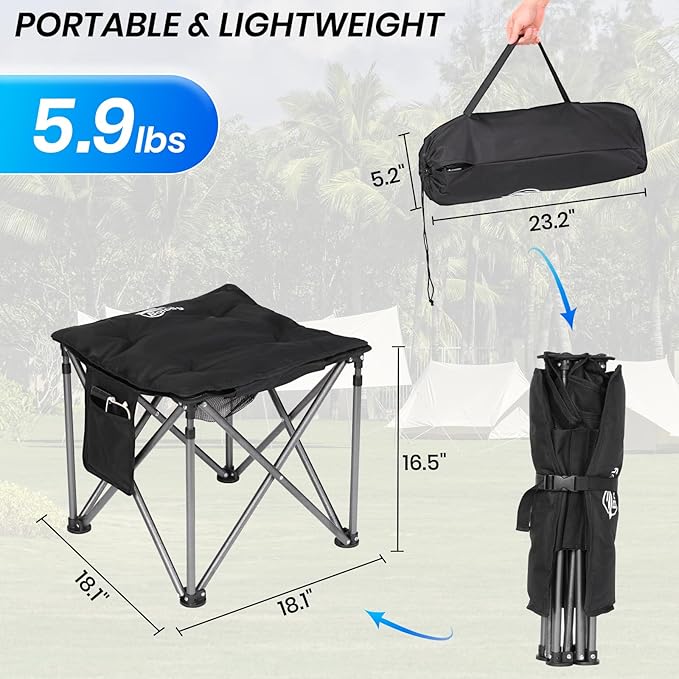 Bolosy 2 Pack Camping Stool with Removable Padded Folding Outdoor Stool Camping Stool Padded Oversized Ottoman Camping Chair Foot Rest Camp Stool Folding Stools