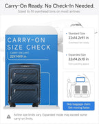 LUGGEX Carry On Luggage with Wheels, Expandable Soft Sided Rolling Suitcase with 8 Spinner Wheels & Aluminum Handle, Lightweight Travel Bag for Business Weekend Trip (UX-Core, Blue,20 Inch)