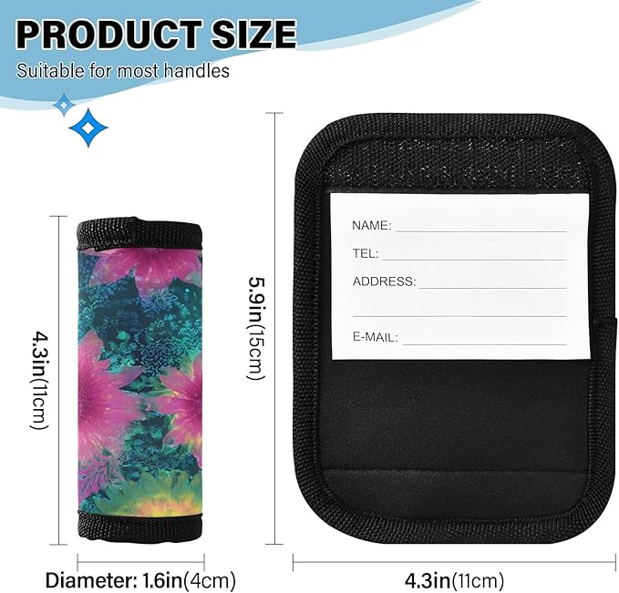Tie-dye Mandala Luggage Handle Wrap for Suitcase Luggage Tags Handle Covers Identifiers Soft Decorations Travel Accessories 2 Pack