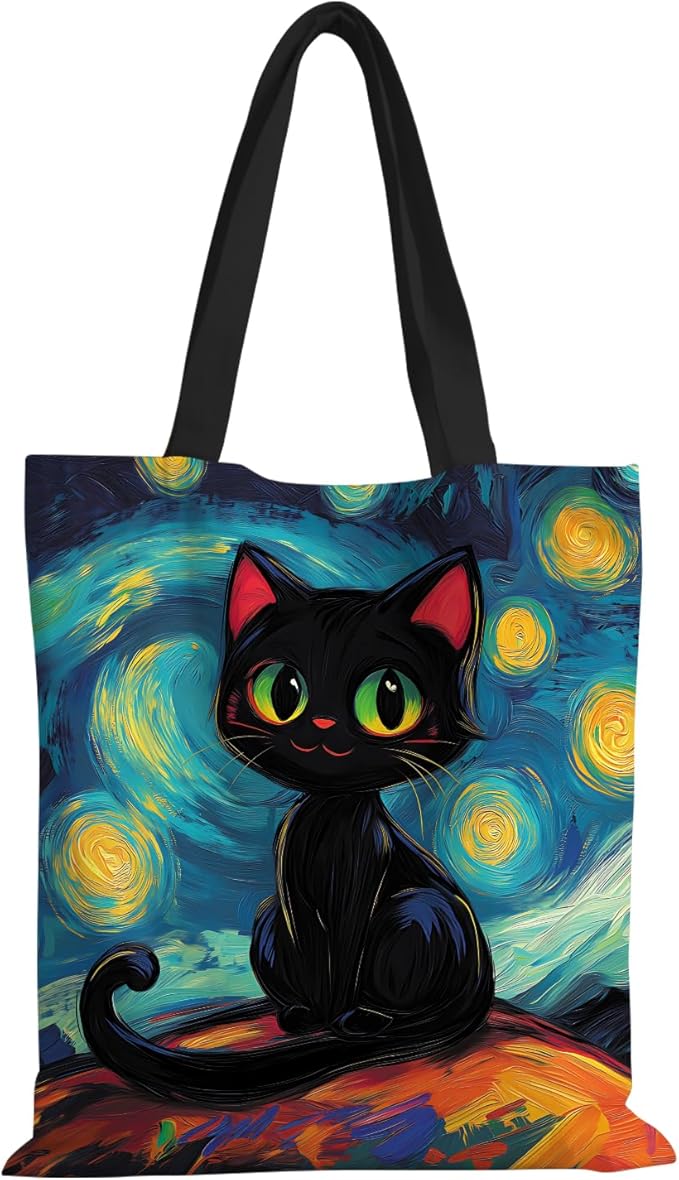 ANNA QUEEN Cat Tote Bag Shoulder Bag Handle Bag for Gym Yoga Picnic Beach Kitchen Reusable