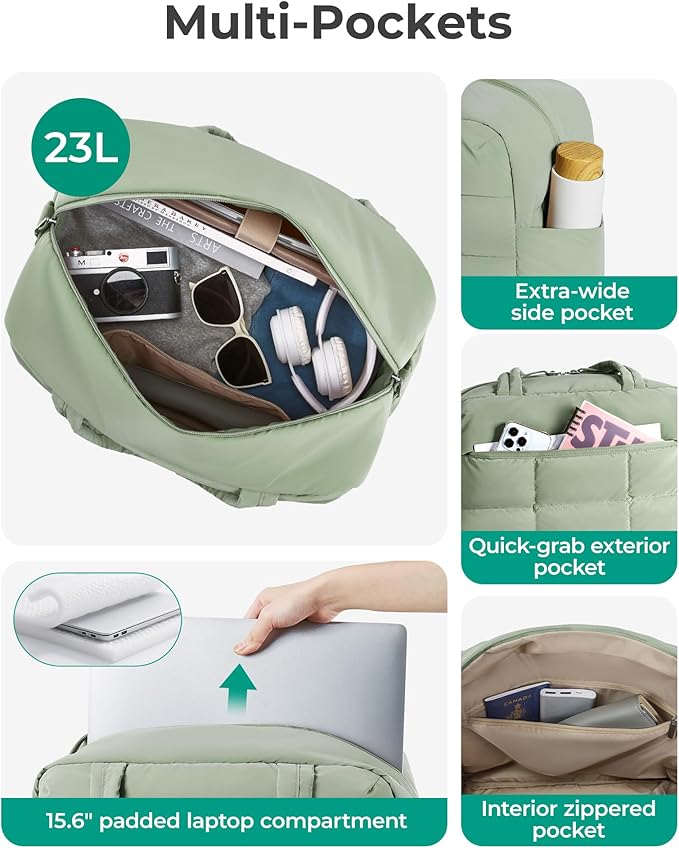 BAGSMART Gym Bag for Women, Carry on Travel Duffel Bag, Water-resistant Weekender with Shoe Compartment for Gym Travel Work, Green, Medium