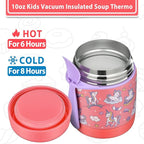 10oz Soup Thermo for Hot Food Kids,Lunch Thermo Kids Food Jar with Spoon Hot Insulated Food Containers,Leak Proof Stainless Steel Wide Mouth Lunch Thermo Jar for School(Pink-Unique Horse)