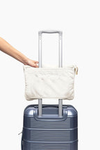 EverSnug Travel Blanket and Pillow - Ultra-Soft, Compact & Lightweight, 65x40 Inches, with Carry Case, Luggage Sleeve & Backpack Clip for Airplane Comfort (Off-White)