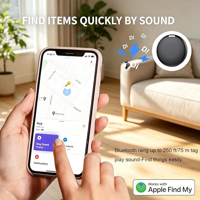 GPS Tracker for Vehicles No Subscription - Hidden Tracker Device for Vehicles, Mini Car Tracker Tag Work with Find My (iOS Only), Tracking Device for Kids, Key, Pet, Luggage