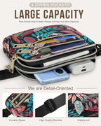 Capolo Fanny Packs for Women Fashion Waist Packs Bag with Adjustable Strap and 4 Zipper Pockets Waterproof Everywhere Crossbody Belt Bag for Workout Running Travelling(Red Leaves)