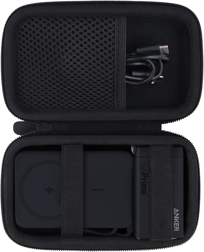co2CREA Case for Anker Zolo Magnetic Power Bank Wireless Portable Charger, Hard Travel Case Compatible with Anker 5,000mAh / 10,000mAh Magsafe Battery Pack (Black Case)