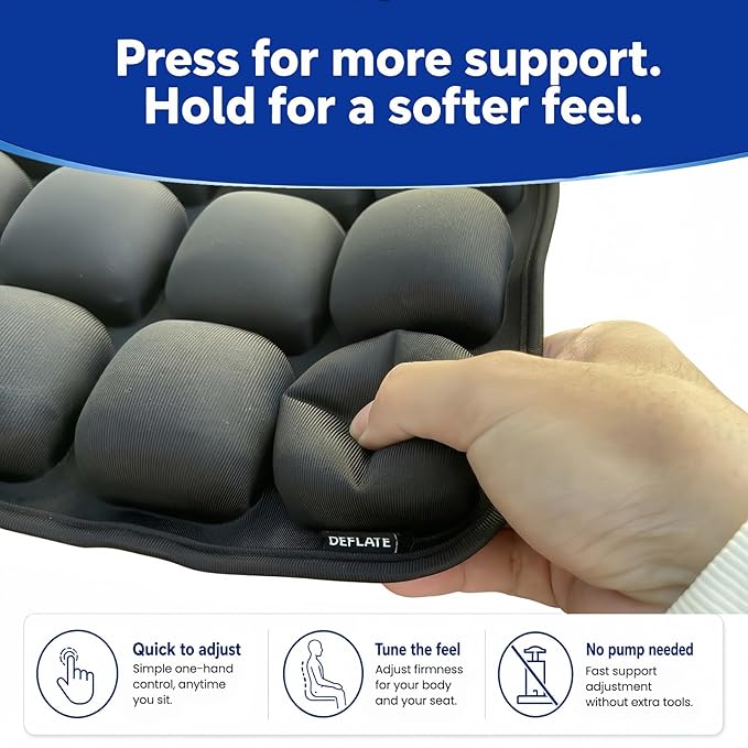 Airplane Seat Cushion, Inflatable Travel Cushion for Long Flights, Portable Travel Seat Cushion with Built-in Press Pump