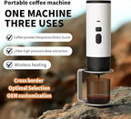 3-in-1 Portable Coffee Maker, 15 Bar Portable Espresso Machine with LED Display and 90ml Sink, Compatible with Ground Coffee & Capsules(Ns&DG) for RV, Hiking, Office, Auto-Heating, USB-C (White)