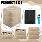 Drydiet 2 Pcs Inflatable Foot Rest Pillow, 2 in 1 Airplane Foot Hammock for Travel, Adjustable 3 Layers Leg Rest Pillow with Pump and Storage Bag Portable for Flights Comfort, Travel Accessories