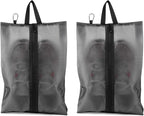 2 Pack Shoe Bags for Travel, Sneaker Bags, Waterproof Travel Shoe Bags with Zipper for Packing, Golf Shoe Dust Bags for Man and Women, Large, Black