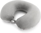 RAINFLOW Neck Pillow for Airplane Sleeping – Memory Foam Travel Pillow with Neck & Head Support, U-Shaped Design for Long Flights, Portable Adult Neck Support Pillow with Washable Cover (Grey)