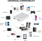 Portable AA Battery Travel Charger Works for Lenovo K6 Power 16GB and Emergency Re-Charger with LED Light! (Takes 4 AA Batteries,MicroUSB) [White]