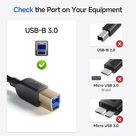 Cable Matters 5Gbps Long USB 3.0 Cable - 10ft, USB A to B Cable, USB3 Cord with Type-B 3.0 Connector for Hard Drive Enclosure/Built-in Hub and More, Black