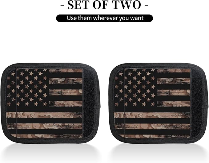 American Flag with Desert Camouflage Pattern Luggage Handle Wraps 2 Pack for Suitcase, Handle Covers Suitcase Luggage Handle Wrap Luggage Tag Wraps Travel Accessories