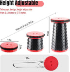 Doseno Upgraded Foldable Stool Thickened Set of 2, Portable Collapsible Stool Retractable Stool, Foldable Portable Collapsible Chair for Fishing, Hiking Tours, BBQ, Parties, Outdoor Activities (Red)