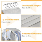 MISSLO 10" Gusseted Garment Bags for Hanging Clothes 40"+60" Clear Suit Bags for Closet Storage Dress Bag for Gowns Long Coat Protector, 3 Packs, Grey