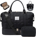 LOVEVOOK Travel Duffel Bag - Versatile Weekender Bag for Women, Puffer Carry On & Overnight Bag for Short Trips, Black