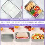 Bento Boxes for Adults - 1100 ML Bento Lunch Box Container For Kids With Spoon & Fork - Durable Perfect Size for On-the-Go Meal, BPA-Free and Food-Safe Materials(Grey)