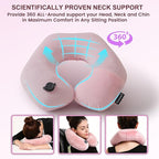 Keemall Inflatable Neck Pillow, Premium Pink U-Shaped Travel Pillow with Soft Washable Cover, Compact Portable Airplane Travel Essentials for Flight, Car and Office, Ideal Travel Gift for Women