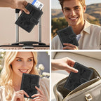 Passport Holder Wallet Cover Personalized Letter A-Z Travel Wallet RFID Blocking Passport Cover Wallet Case for Travel Passport Book Holders for Women and Men, Black-T