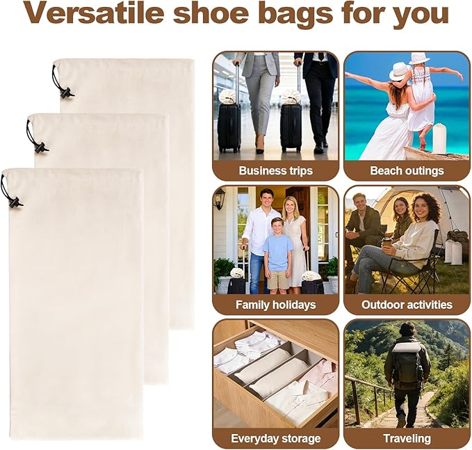 10 Pcs Single Shoe Bags for Travel,18"X9"shoe travel bag for Packing Dustproof Shoe Bag storage Sneaker Travel Bags Washable & Reusable dust bags for Boots Handbags Shoes & Toys
