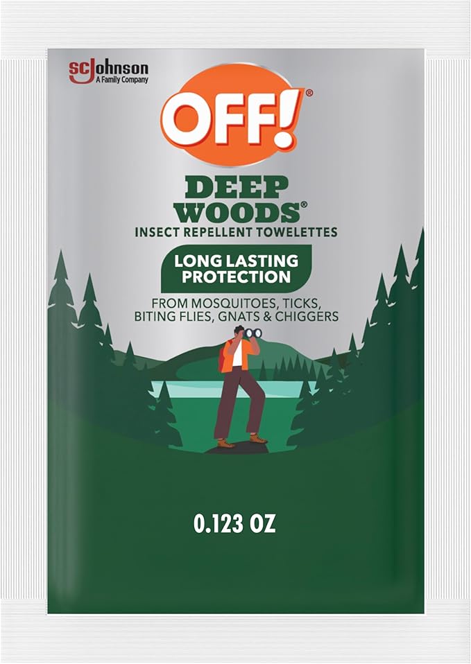 OFF! Deep Woods Mosquito and Insect Repellent Wipes, Long lasting, 12 Individually Wrapped Wipes (Pack of 1)