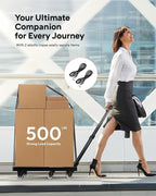 Voipvvii Folding Hand Truck 500lbs, Portable Heavy Duty Dolly Cart, 6 Wheels Collapsible Luggage Cart with 2 Elastic Ropes - Compact Trolley Cart for Easy Moving - Ideal Hand Cart for Travel and More