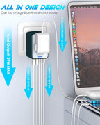 Universal Travel Adapter with 5 USB C/A Ports 30W Fast Charging, 2500W AC Outlet, International Power Adapter for Europe UK Japan, Travel Charger for Phone Laptop, 200+ Countries 10A Safety Fuse