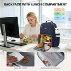 LOVEVOOK Lunch Backpack with Lunch Compartment,15.6 Inch Laptop Work Travel Insulated Cooler Backpack Purse, Waterproof College Teacher Lunch Bag Box with Tumbler Holder,Gifts for Men Women,Dark blue
