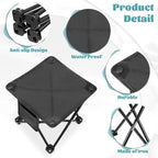 2 Pack Camping Stool 13 Inch Portable Folding Camp Stool with Side Pocket for Camping Fishing Hiking Gardening Outdoor Walking, Foot Stools with Carry Bag, Black