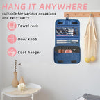 Toiletry Bag Travel Bag with Hanging Hook, Waterproof Capacity Hanging Multifunctional Makeup Bag for Toiletries, Portable Cosmetic Bag Travel Organizer for Women and Men(Navy Blue)