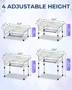 Sportneer Camping Table:Small Folding Table Portable Table 23.6" L X 15.7" W 4 Height with Mesh Layer- Adjustable Height Outdoor Table for Hiking Travel Picnic BBQ Cooking