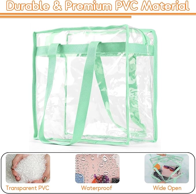 Hoiny Clear Bag for Stadium Events Approved, 12x6x12 Large Transparent Tote Bag with Zipper for Gym Concert Sports Festivals