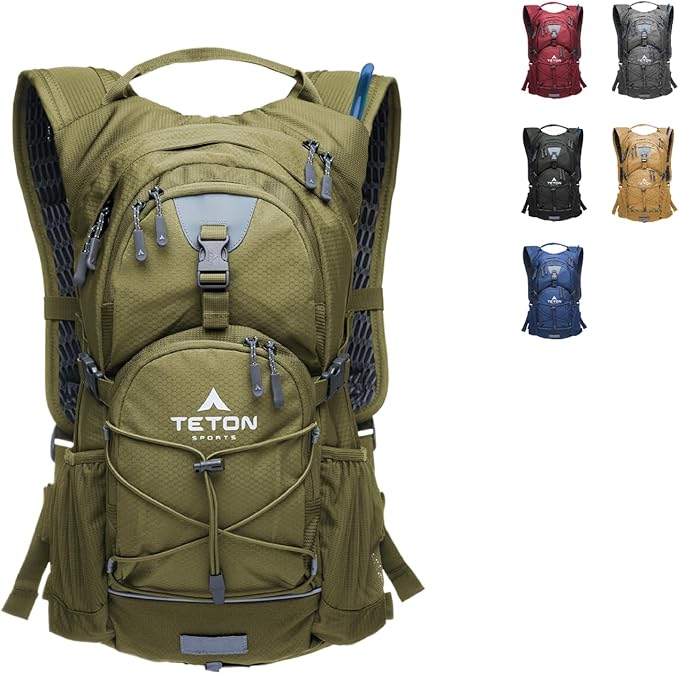 Teton Oasis/Trailrunner Hydration Backpack – Lightweight Water Pack with 2L/3L Bladder for Hiking, Running, Cycling, Biking 18L/22L Sizes – Sewn-in Rain Cover – Fits Men and Women
