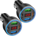 USB C Car Charger, 78W 4 Port Fast Charging Car Phone Charger Adapter with Voltage Monitor, Metal PD PPS Dual USB C Car USB Adapter for iPhone 17 16 15 Pro, iPad, Samsung Glaxy, Android