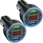 USB C Car Charger, 78W 4 Port Fast Charging Car Phone Charger Adapter with Voltage Monitor, Metal PD PPS Dual USB C Car USB Adapter for iPhone 17 16 15 Pro, iPad, Samsung Glaxy, Android