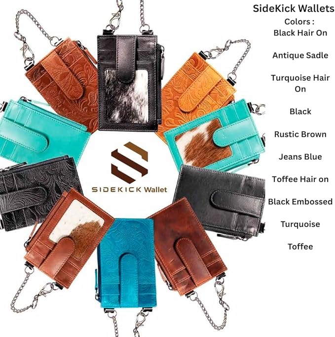 RFID Blocking Boot Wallet with Security Chain & Zipper Lock – Genuine Leather Wallets for Men, Travel Wallets Women, Minimalist Leather Card Holder