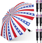 6 Pcs Patriotic American Umbrellas Red White Blue 4th of July Umbrellas with 8-Rib and Black Coating, Windproof