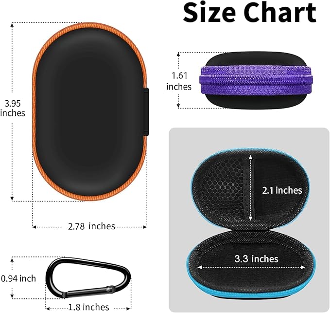 for Earbuds Carrying Case, Small Oval Storage Cases, Tech Pouch, Portable Storage Earbud Pouch Bag for Earbuds, in-Ear Headphones, Earphones, Headsets, Hearing Aids, USB Charging Cable, Purple1