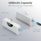 [2-Pack]Portable Charger for iPhone 17/16/15,5200mAh PD USB C Power Bank Built-in USB-C Connector,Battery Pack Compatible with iPhone 17/17 Pro/17 Pro Max/16/15 Series,Android-Graphite Black+White