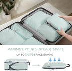 CherryNow Compression Packing Cubes, 7 Set Packing Cubes for Travel, Travel Essentials for Suitcase, Luggage Organizer Bags for Travel with Shoe Bag, Grey Blue