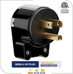 ETL Listed 90 Degree USA Canada Male Plug Nema 5-15P 3 Pole Angle DIY, 15A 125V USA 3Pin Right Angle AC , Nema 5-15P Angled Rewireable AC