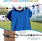 SenseYo Retractable Portable Clothesline for Travel with 22 Clothespins, Camping Clothes line for Indoor Outdoor Balcony Hotel Room Laundry Drying