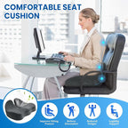 CushZone Seat Cushion, Memory Foam Office Chair Seat Cushion for Office Chairs/Car/Long Trip/Desk Chair/Gaming, Extra Large Size for Sciatica & Hip & Tailbone Pain Relief, Sciatica Support (Grey)