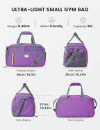 SKYSPER Gym Bag for Men & Women with Shoe Compartment, Carry-on Gym Duffle Bag for Travel and Sports, Workout Overnight Bag with Large Wet Pocket, Purple
