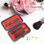 Manicure Set-Stainless Steel Nail Care Set-Professional 7 in 1 Ingrown Toenail Clipper Grooming Tool-Pedicure Kit & Toe Nail Cutter-Thick Nail Scissors Toiletries with Cuticle Trimmer (Black)