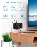 Black European Travel Plug Adapter USB C, International Plug Adapter, US to Europe Adapter Plug 2 Outlets 3 USB Ports(2 C Port), Type C Power Adapter to Iceland Italy France Portugal Spain Germany