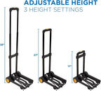 Mount-It! Folding Luggage Cart and Dolly | 77 Lb Capacity | Portable Lightweight Luggage Trolley Cart with Telescoping Handle and 4 Rubber Wheels | Steel Frame