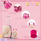 GYMAX 2Pc Kid Carry On Luggage Set, 12" & 18" Kids Suitcase with 4 Spinner Wheels, Travel Rolling Trolley